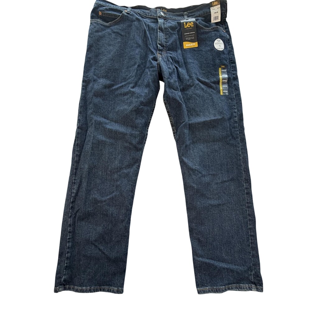 Lee MCCLANE Jeans Mens FITS 44x32 Blue Comfort Stretch Regular Fit Straight Leg